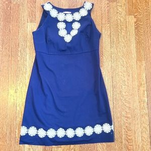 Lilly Pulitzer Blue and Gold Keyhole Dress
